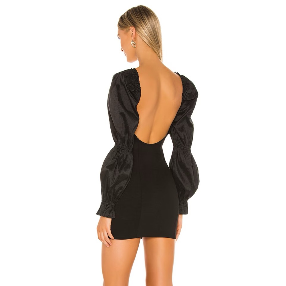 NWOT Majorelle Dove Long Puff Sleeve Mini Dress Black - Size Medium - Picture 2 of 8